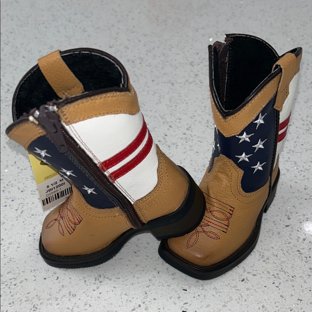 J.B. Dillon Kids Boots - Tan, White, Red, Blue